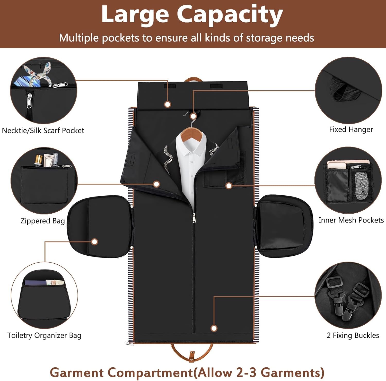 Garment Duffle Bag for Travel - Convertible Carry on Garment Duffel Travel Bag for Women Men Large Weekender Bag with Shoes Pouch 2 in 1 Hanging Suit Travel Duffel Bag 3pcs Set - Image 3