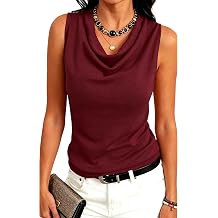 Meetrendi Lyocell Sleeveless Sweater Vest for Women Elegant Cowl Neck Office Tank Tops Dressy Tops Night Out