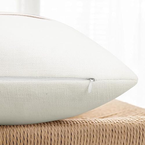 Miniatura 4 de Merrycolor Paquete de 2 fundas de almohada decorativas de lino sintético de 18 x 18 pulgadas, fundas de almohada cuadradas modernas de lino para