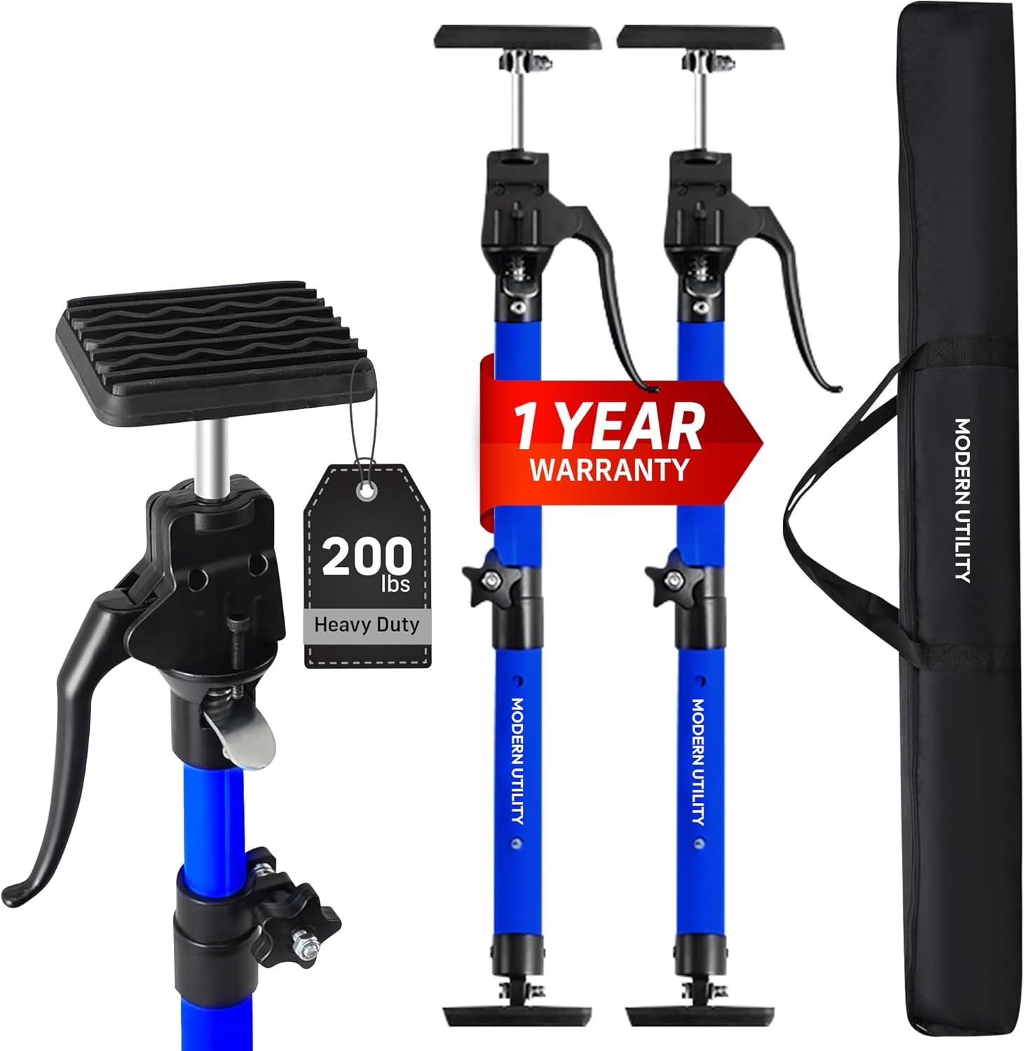 Adjustable Cabinet Jacks for Installing Cabinets (14.2-23.2 2 Pack) Heavy Duty 200 lb Metal Quick Support Rod & Third Hand Support System with Swivel Non-Slip Pads for Drywall and Ceilings.