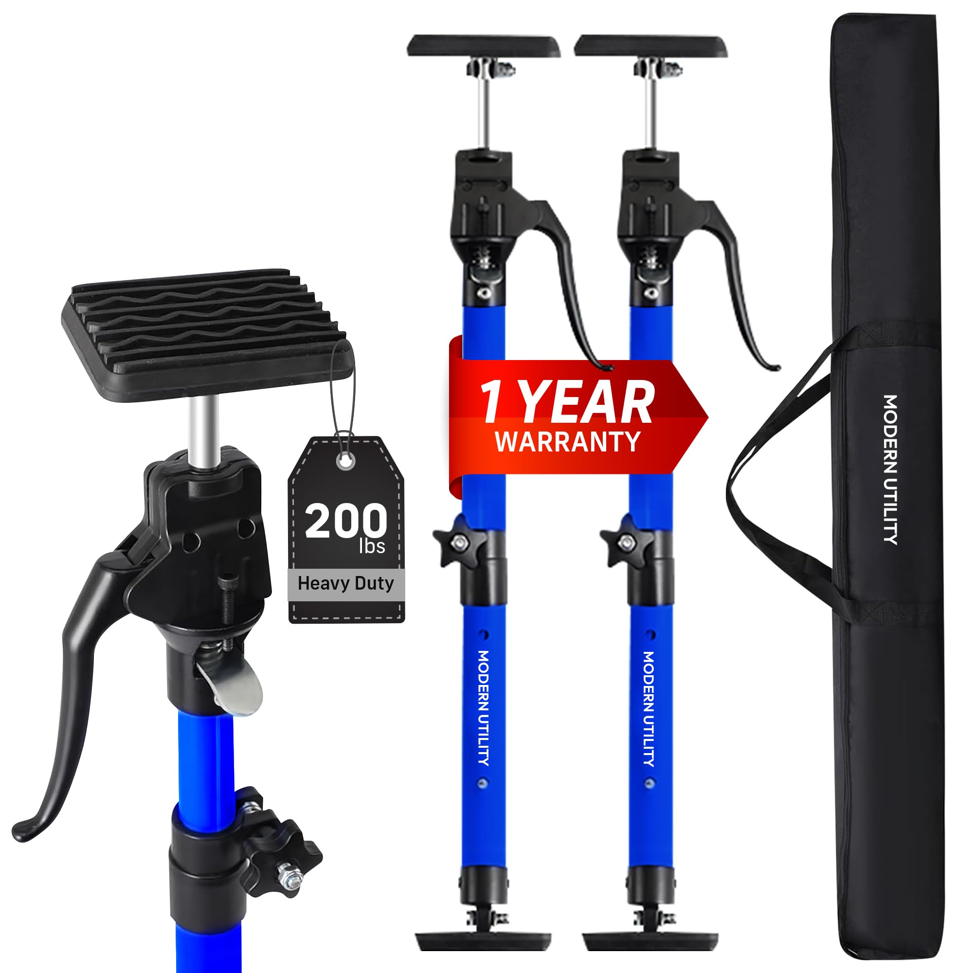 Adjustable Cabinet Jacks for Installing Cabinets (22.8-45.3 Inches 2 Pack) Heavy Duty 200 lb Metal Quick Support Rod & Third Hand Support System with Swivel Non-Slip Pads for Drywall and Ceilings.