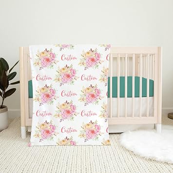 Personalized Baby Blankets with Name for Girls, Customized Rainbow Baby Blanket Gift for Newborns Girls, Custom Baby Blankets with Name Soft Plush