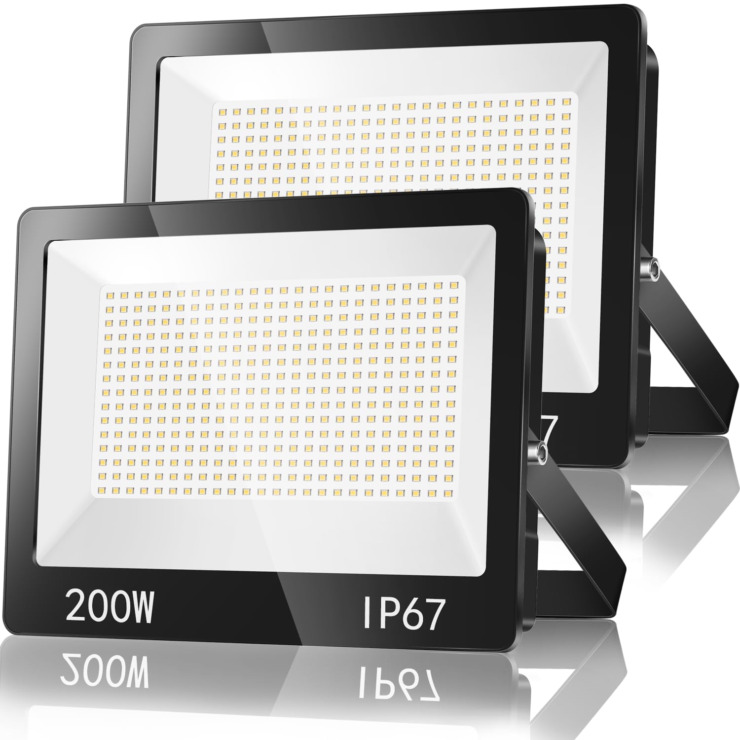 LED Strahler Außen 200W Aussenstrahler LED Wasserdicht IP67 2 Stück | 20000LM Superhell LED Scheiwerfer 85-265V, 6500K Kaltweiß LED Fluter Außenstrahler für Garten Garage Werkstatt Hof Terrasse