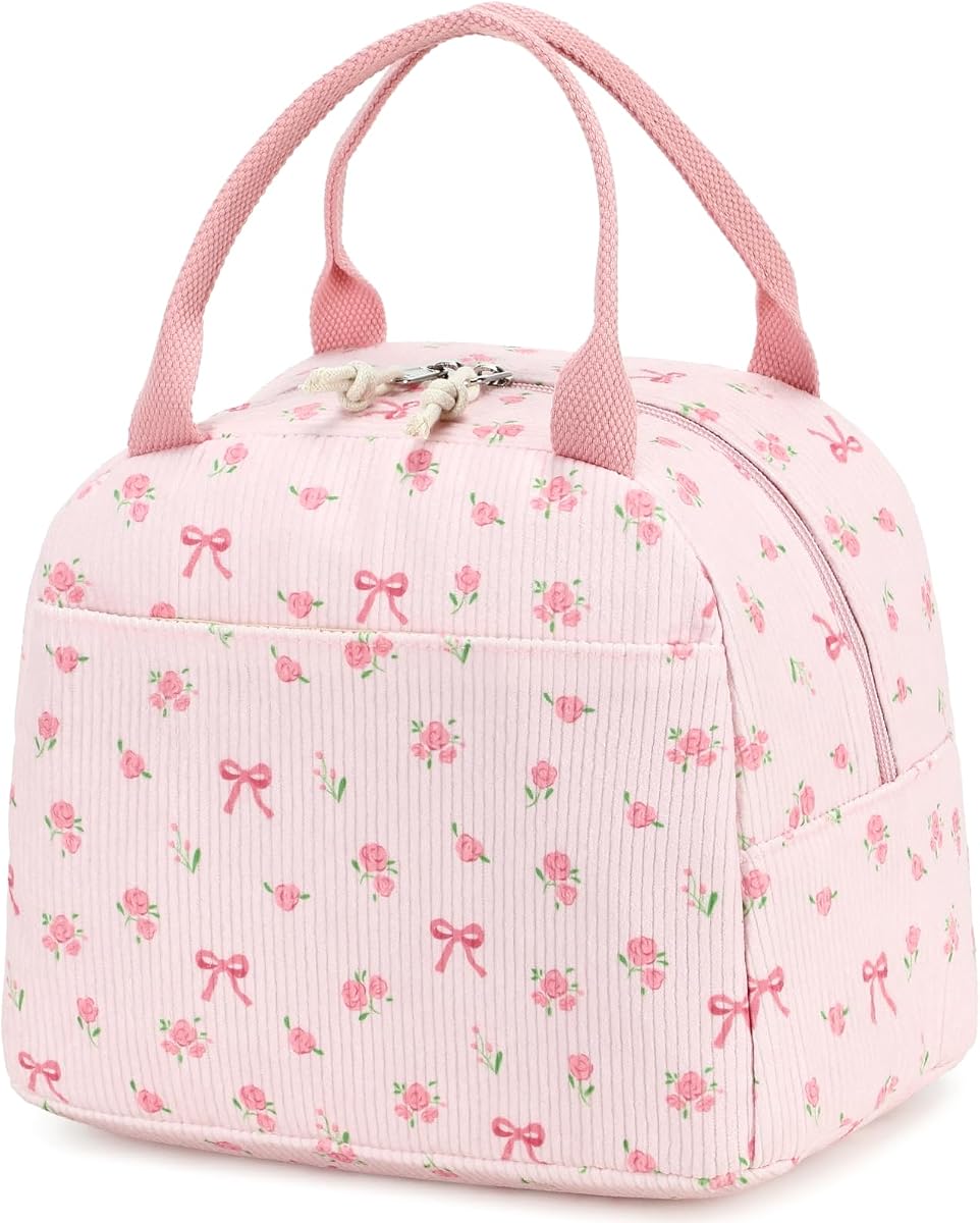Bluboon Lunch Bag for Women Men Cute Corduroy Lunch Tote Bags Reusable Insulated Lunch Box Large Capacity Reusable Insulated Cooler for Work Picnic or Travel