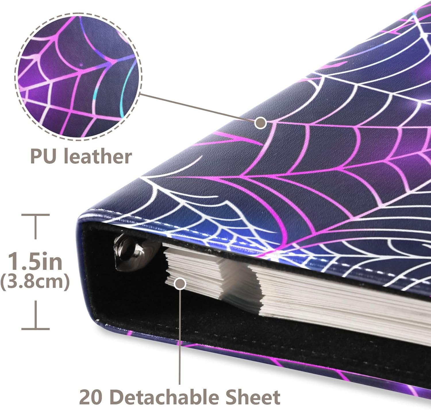 ALAZA Halloween Spider Colorful Large Photo Album Self Adhesive Leather Scrapbook Albums for 4x6 8x10 Pictures, 20 Sheets