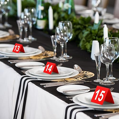 Miniatura 4 de Tuanse Números de mesa del 1 al 25 de acrílico de doble cara numerada, tiendas de campaña de plástico para restaurantes, números de boda, tarjetas