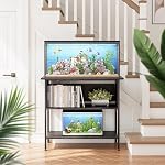 APPLOYN 40-50 Gallon Fish Tank Stand, Aquarium Stand with Shelf, Black | Fish Tank Accessories Storage, Turtle & Reptile Terrarium with 3 tier storage shelf