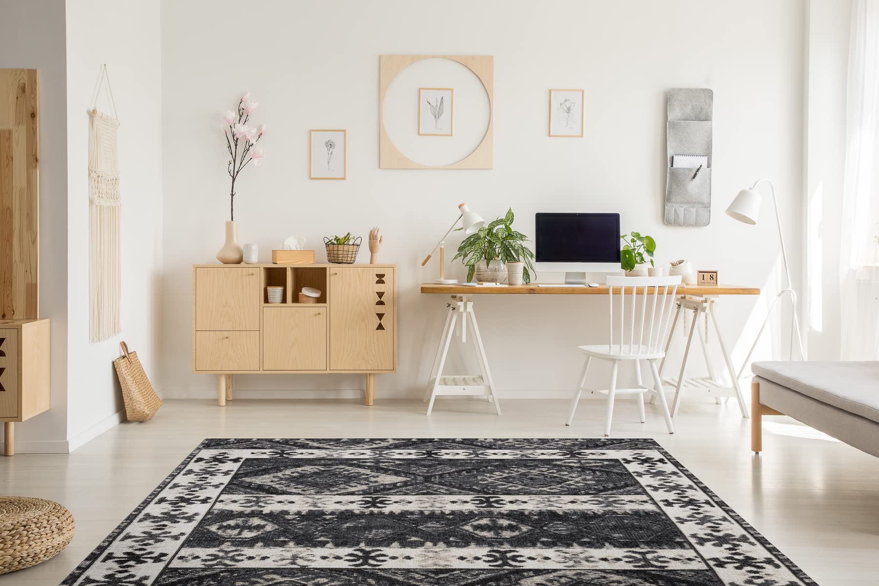 rugsx Tapis Moderne Mundo Ethnique pour l'extérieur Beige/Noir 200x290 cm