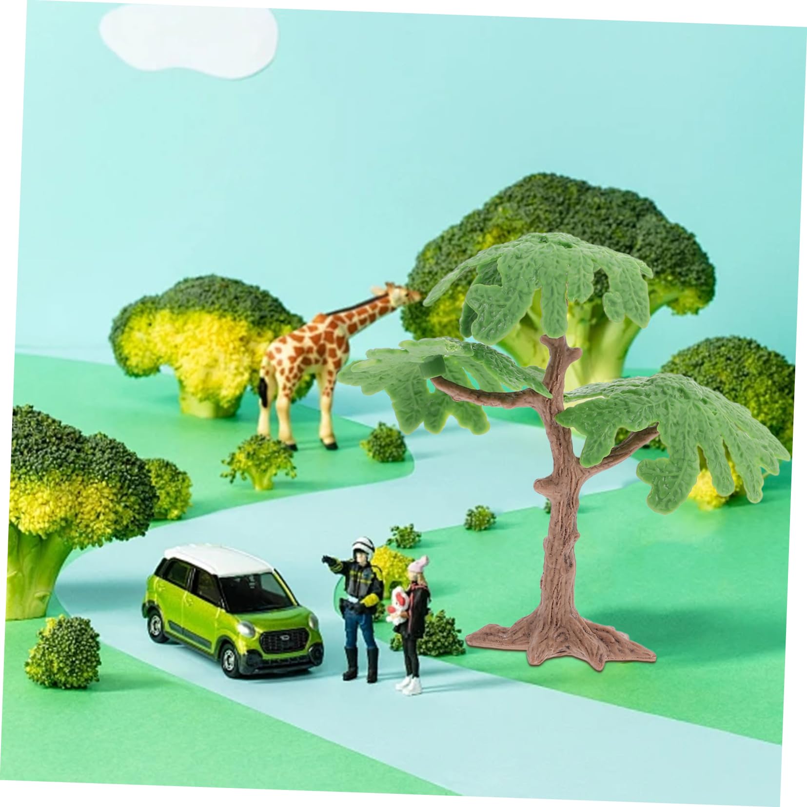 Arbres de Ginkgo Miniatures Réalistes Verts en Plastique, Lot de 2