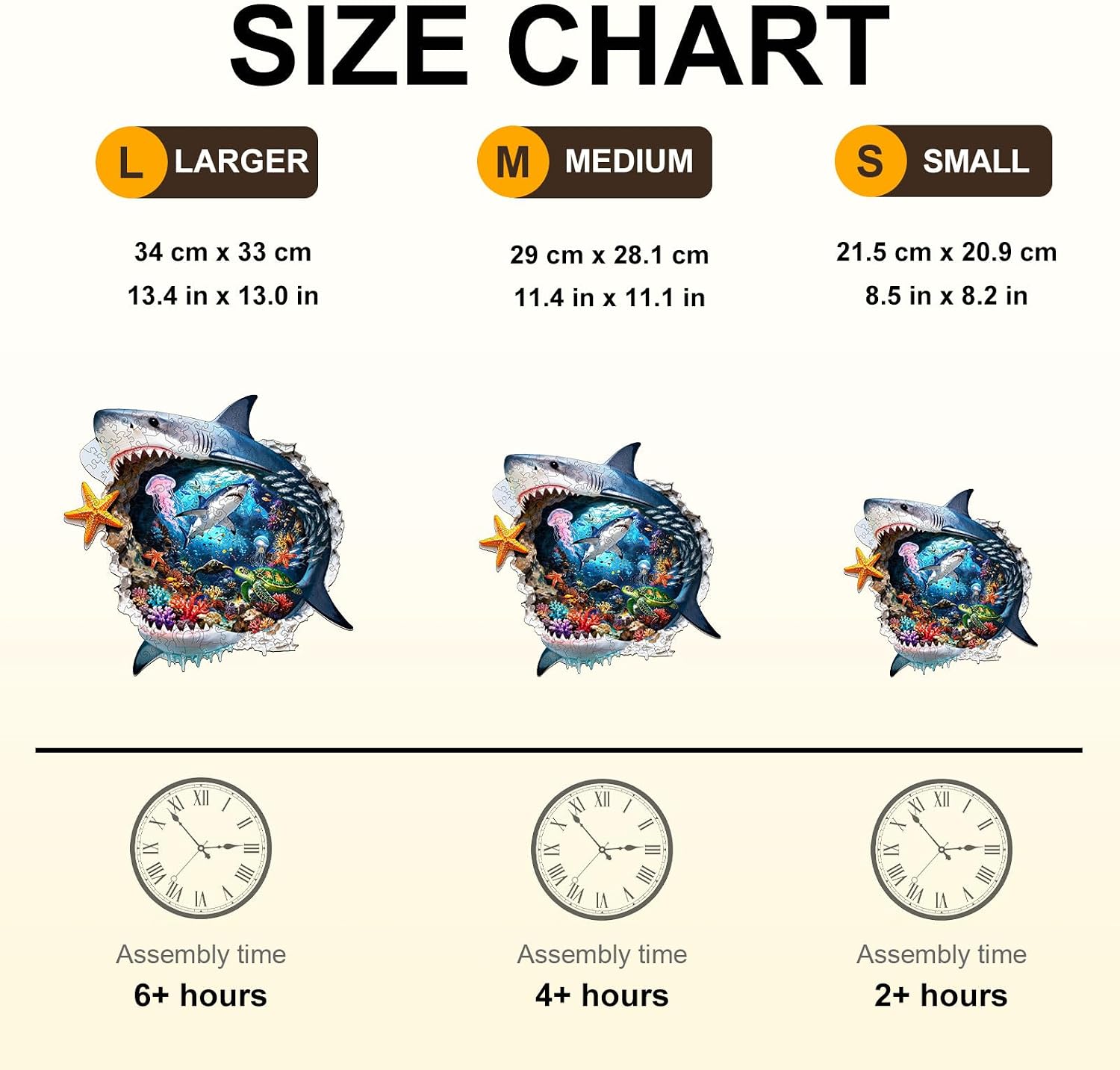 WOODBESTS Wooden Puzzles for Adults, Shark Alert Wooden Jigsaw Puzzle for Adults, Unique Animal Shape Wood Puzzles Adult, Xmas & Birthday Gifts for Puzzles Lovers (95 pcs, S, 8.5 * 8.2in)
