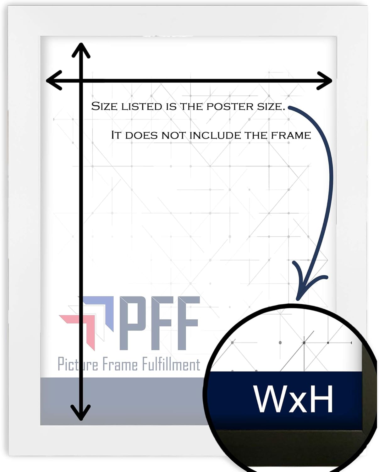 PictureFrameFactoryOutlet | 18"x24" Picture Frame | 1.25" White MDF | Plexiglass and Hanging Hardware Included