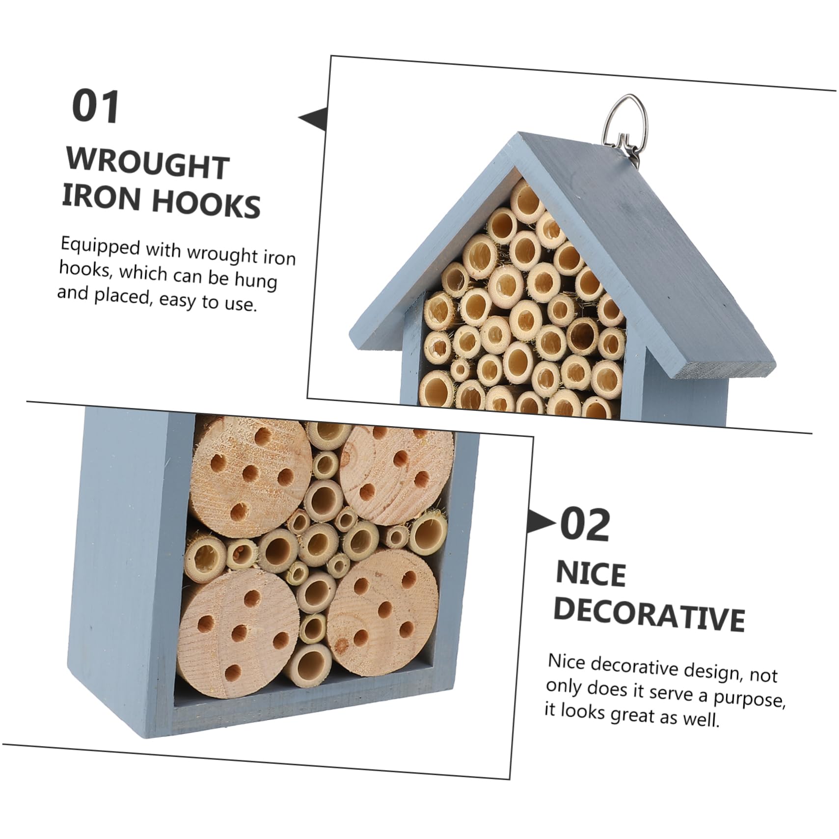 Bienenhaus Insektenhotel Für Garten Outdoor Mit Haken Zum Aufhängen Dekoratives Nisthaus Überwinterungsplatz