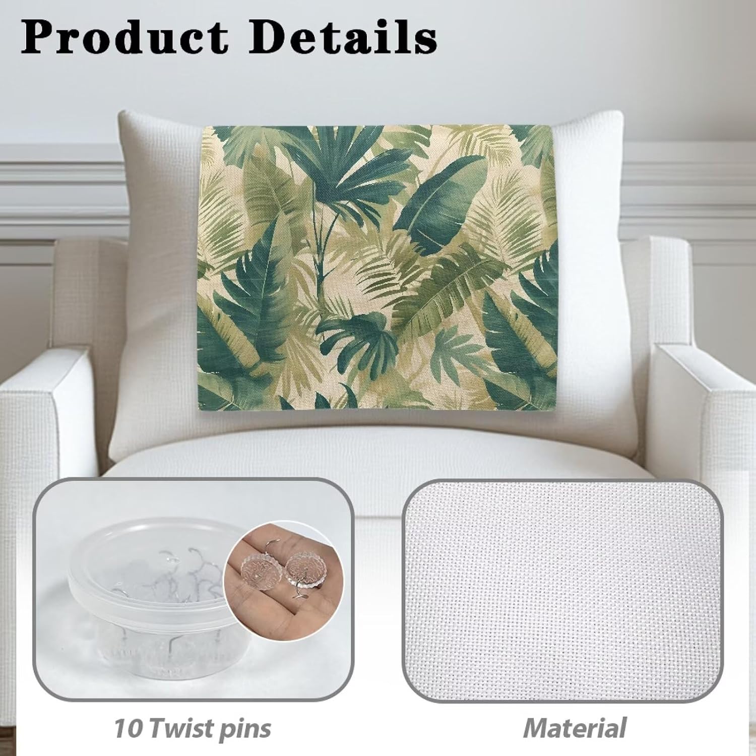 Palm Leaf Prints Headrest Cover for Recliner 2 Pieces Dustproof Non Slip Recliner Cover Sofa Cover Washable Chair Cover for Furniture Home Decoration