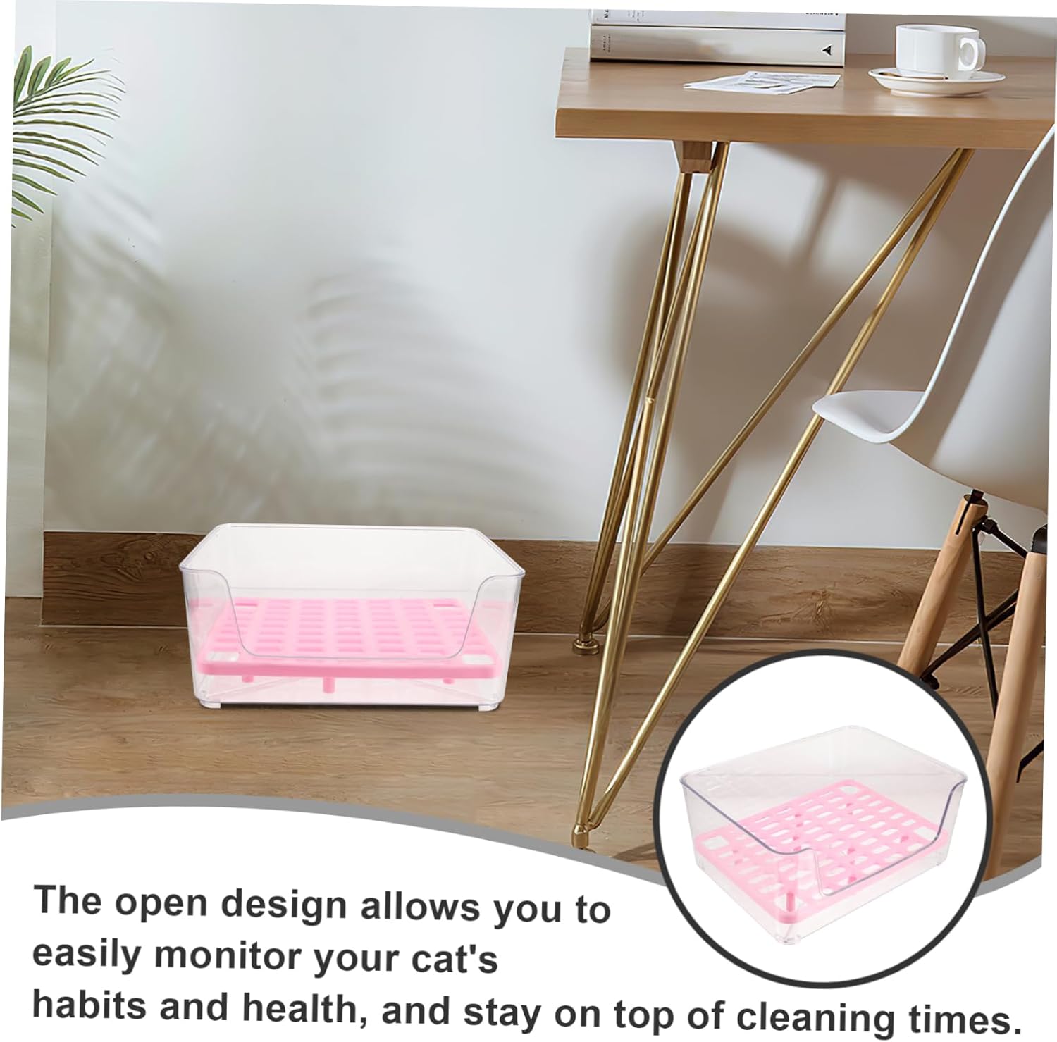 SUPVOX Pet Urinal Potty High Side Cat Litter Box Splash Acrylic Design for Easy Monitoring Portable Durable Litter Basin for Home Pet Shops and Bathrooms