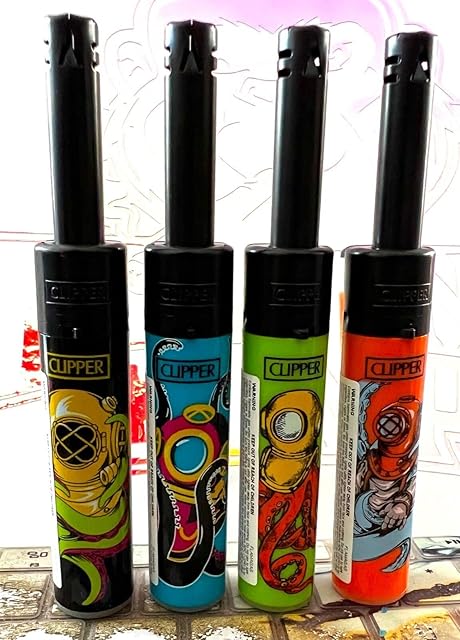 2 X CLIPPER MINI TUBE LIGHTER*** DIVING OCTOPUS ***DESIGN LIGHTER REFILLABLE LIGHTER TEA BBQ COOKER LIGHTER ( ASSORTED COLOUR SEND OUT )