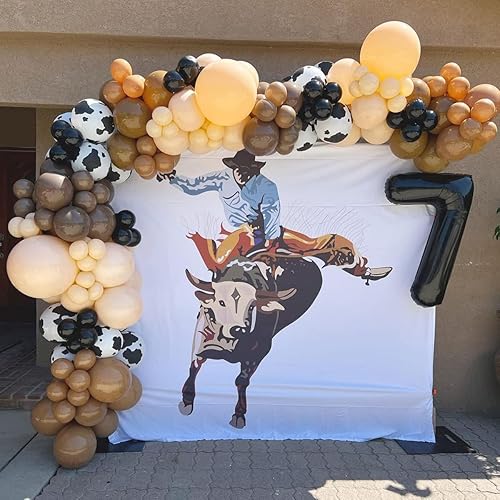 Miniatura 6 de Kit de arco de globos de vaquero – 150 piezas de cacao de albaricoque marrón desnudo con globos de impresión de vaca para decoración de fiesta de