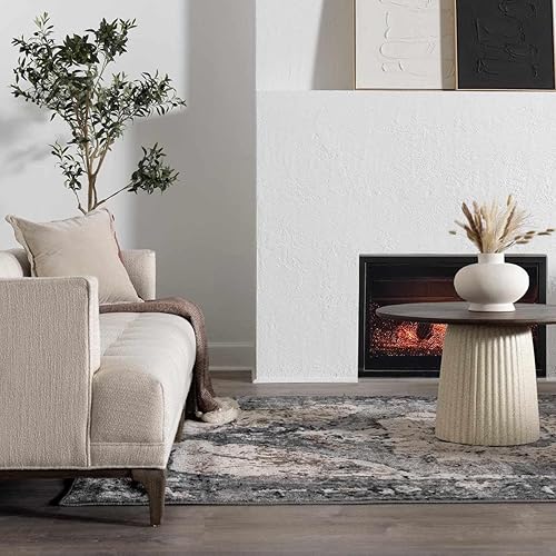 Hauteloom Hartshone - Alfombra marroquí bohemia tradicional actualizada de 8 pies 10 pulgadas x 12 pies, color carbón, marrón oscuro, camello, gris