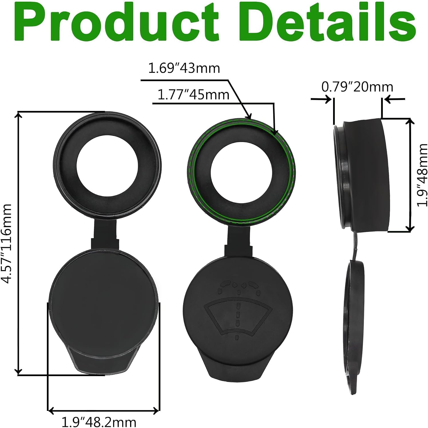 1131028-00-A Black Windshield Washer Fluid Reservoir Cap Fit for Tesla Model S 3 X Y 2012-2023 Car Water Tank Bottle Cover Replace 113102800A