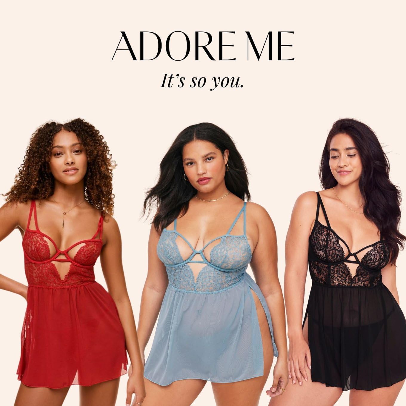 Adore Me Rae Babydoll Dress & G-String Thong - XS-4X Regular & Plus-Size Lace Lingerie Set, Underwire Plunge Bra & Thong - Image 7