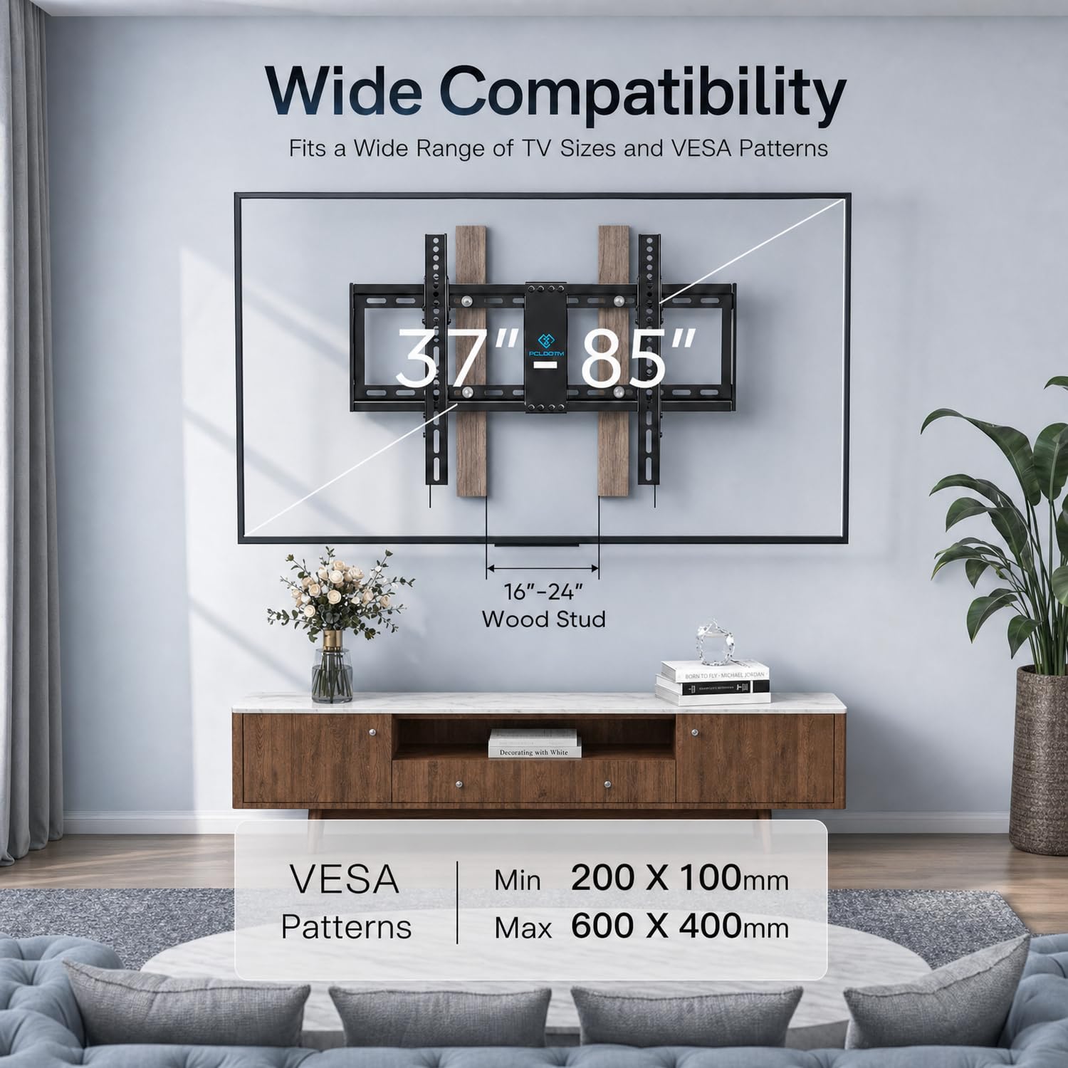 PERLESMITH Tilting TV Wall Mount for 37–85 inch TVs up to 132 lbs — Amazon image 2