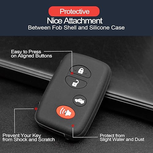 Miniatura 4 de 2 piezas compatibles con Toyota Venza 86 Avalon Camry Corolla Highlander Prius RAV4 Sequoia Scion FR-S tC Smart 4 botones negro llavero funda funda
