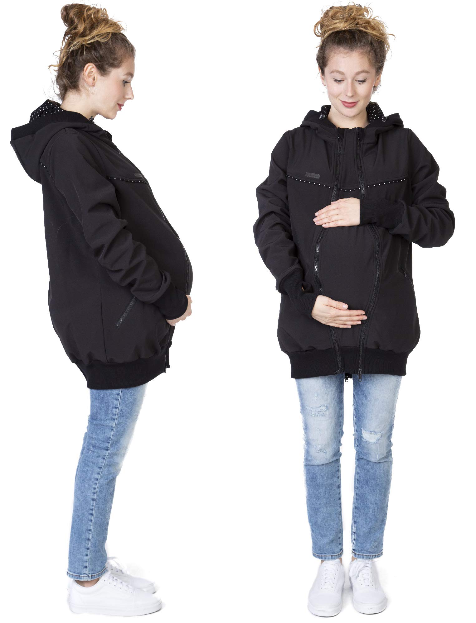 Viva la Mama 4in1 Tragejacke für Tragen auf dem Rücken oder der Brust, Softshell, Umstandsjacke + Kängurujacke - AVENTURIS