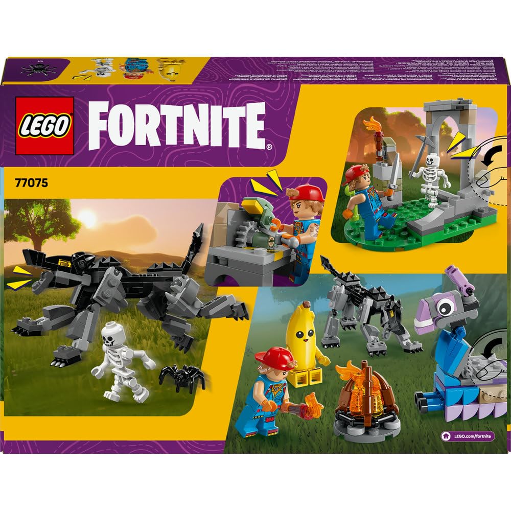 LEGO Fortnite Skórek i Iskra oraz obóz 77075 | Figurki z gry, do zabawy i ozdoby, gamingowy prezent dla fana Fortnite 7+, zestaw klocków dla dzieci, 250 elementów