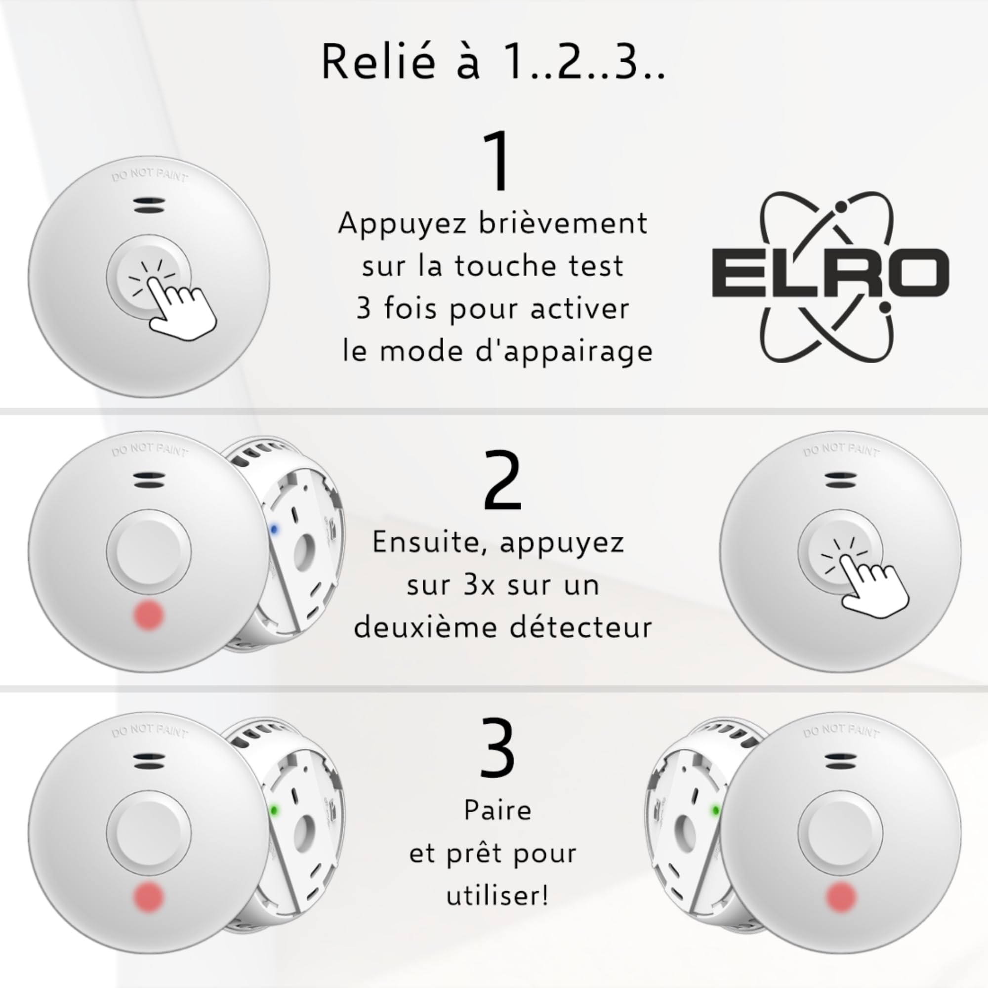 ELRO FZ5010R Détecteur de fumée sans Fil avec Batterie de 10 Ans - Conforme à la Norme européenne EN14604
