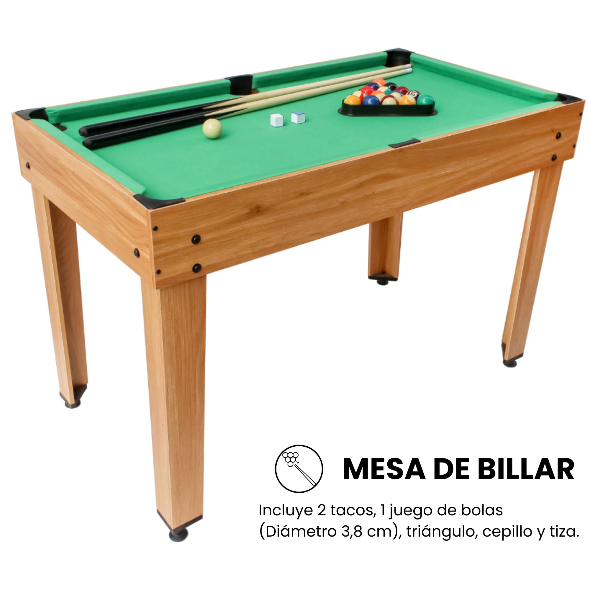 DEVESSPORT Multijuegos 7 en 1 Madera con Accesorios Incluidos | Mesa de Juegos con Futbolín, Billar, Ping Pong, Air Hockey y Más | Diseño Robusto y Elegante para Niños +8 Años