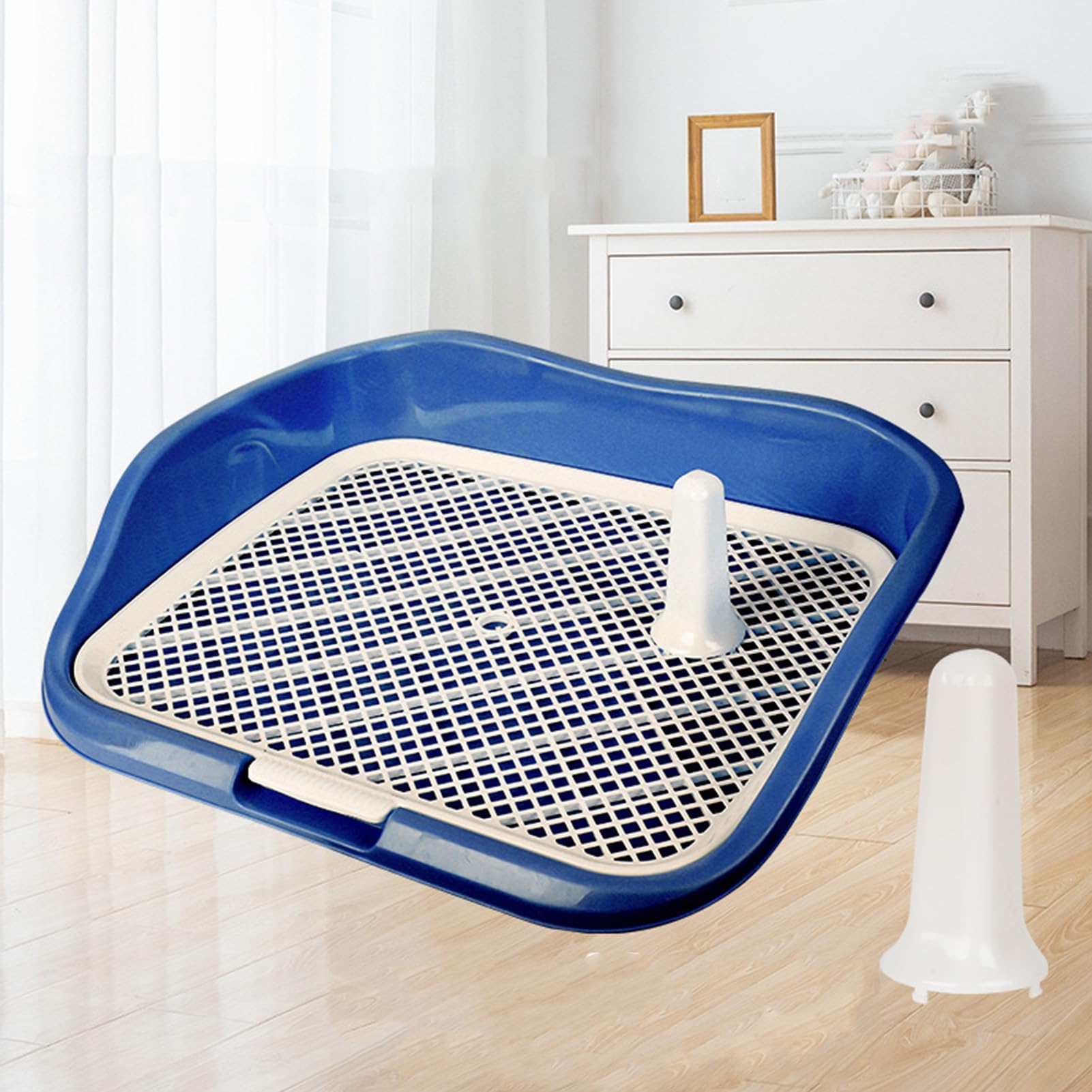 Generic Bandeja para Orinal para Perros con Vallas Elevadas y Almohadilla de Malla Extraíble para Adiestramiento de Perros en Interiores 21,7x18,1 Pulgadas (Blue)