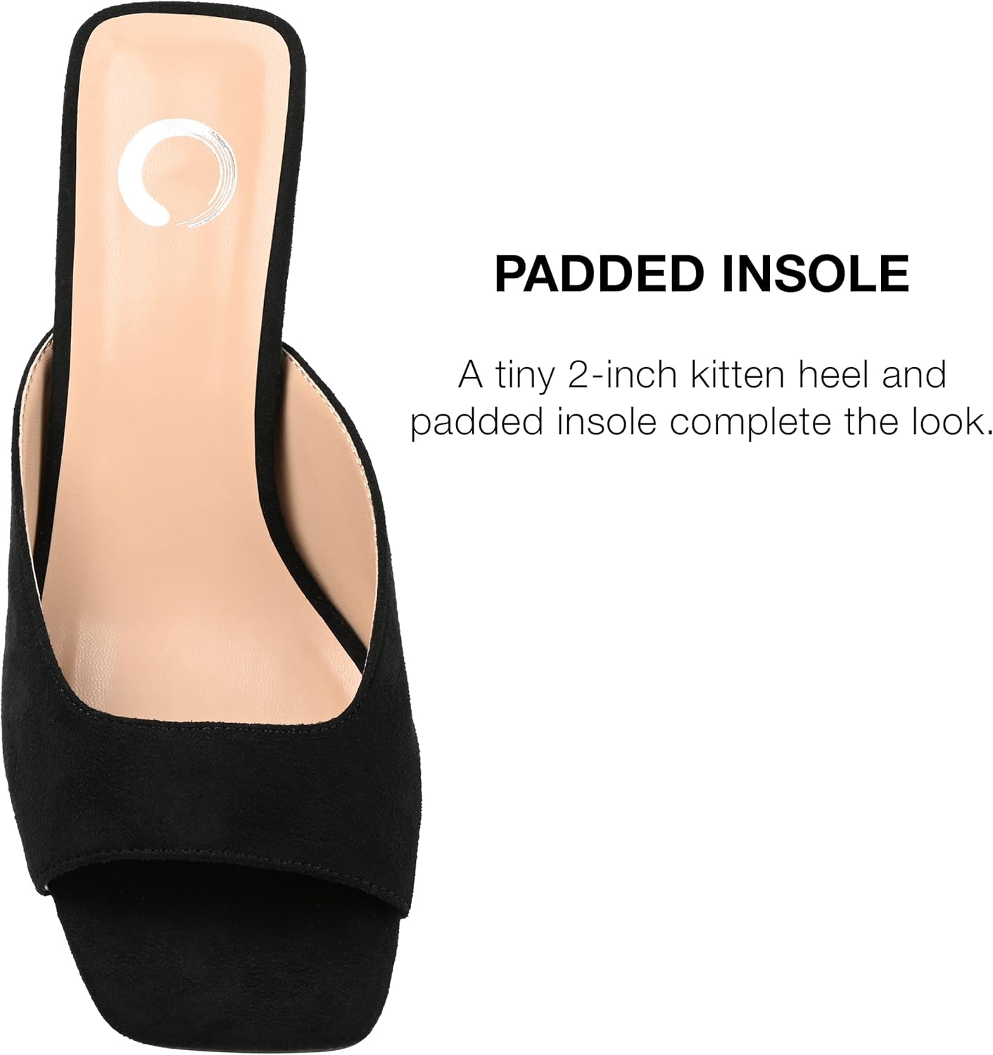 Journee Square Open Toe Kitten Heel Pump for Women - Larna Slip-On Heeled Fashion Sandal