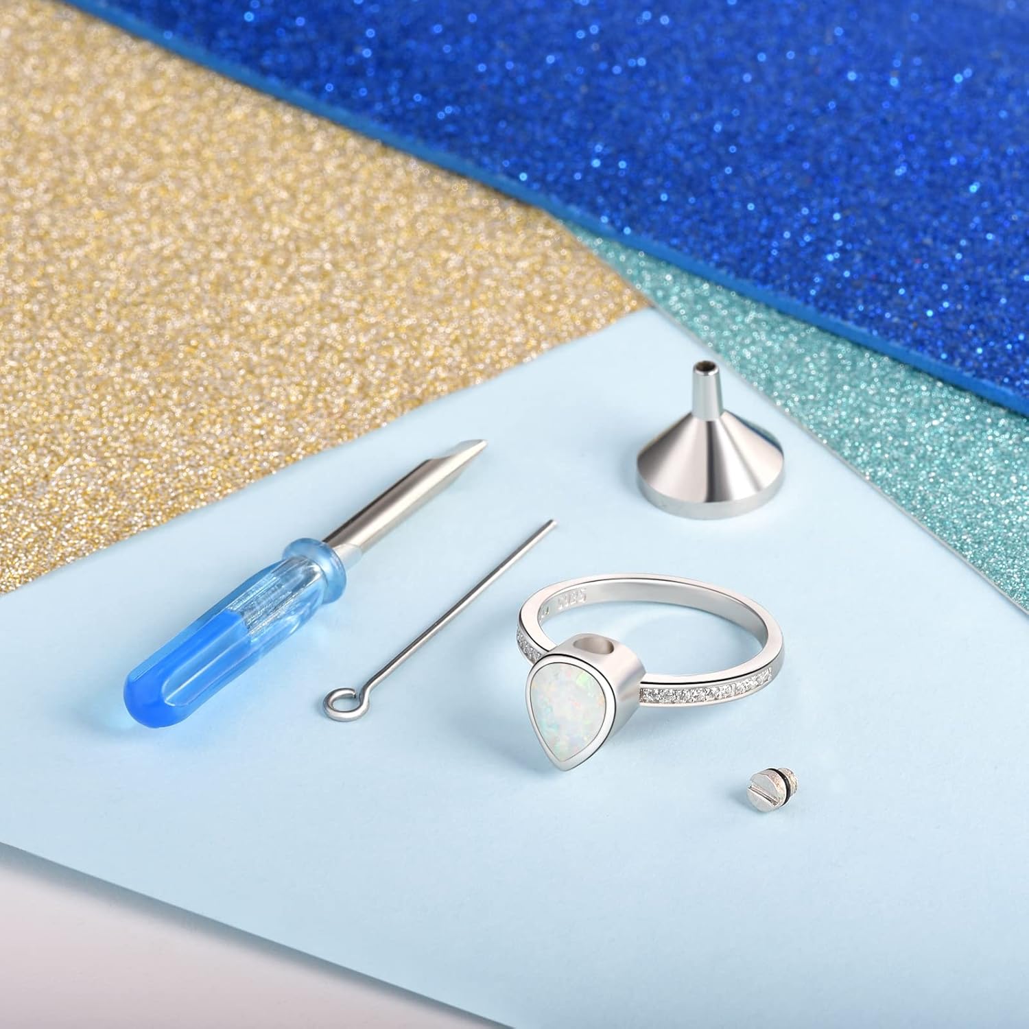 925 Sterling Silver Teardrop Urn Rings Hold Loved Ones Ashes, CZ Cremation Memorial Ring Keepsake Jewelry for Women - Image 5