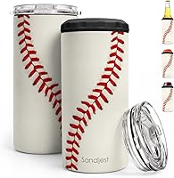 Vista 41 de SANDJEST Vaso de caza estilo madera con bandera americana 4 en 1, vaso termo de 12oz, enfriador de latas, funda protectora, vaso delgado de acero