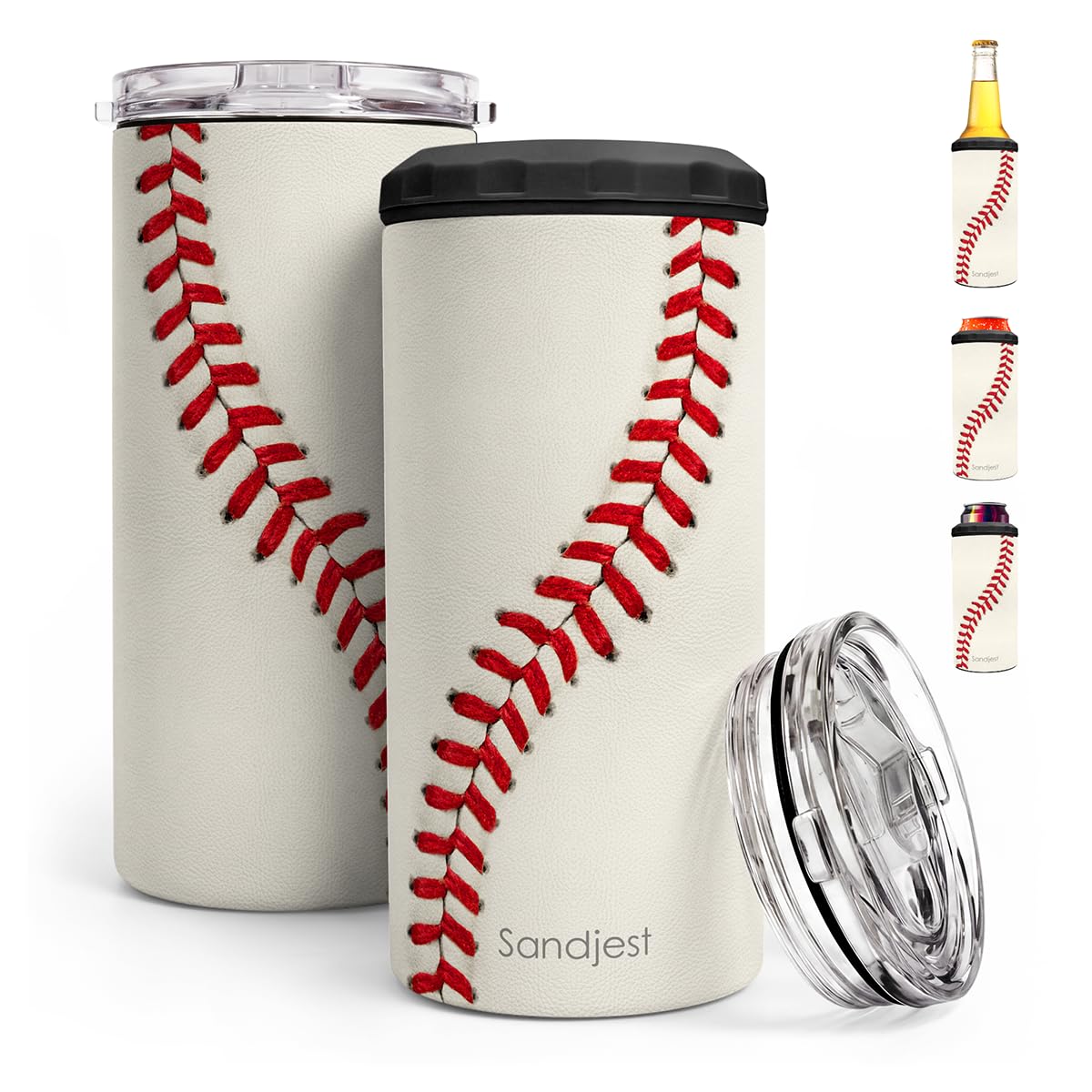 Baseball Can Cooler 12oz - Travel Mug Cups - Stainless Steel Insulated for Men Women Players - Tumbler Cans Koozie, Sport Gift for Fan Coach Lovers