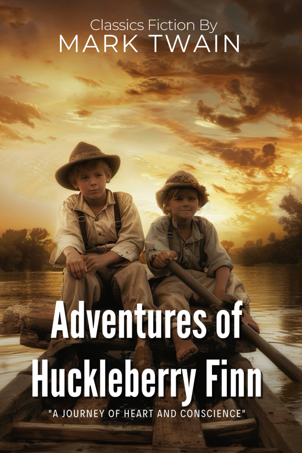 Adventures of Huckleberry Finn by Mark Twain (Illustrated & Annotated): A Profound Journey Down the Mississippi River: Freedom, Friendship, and Moral Awakening