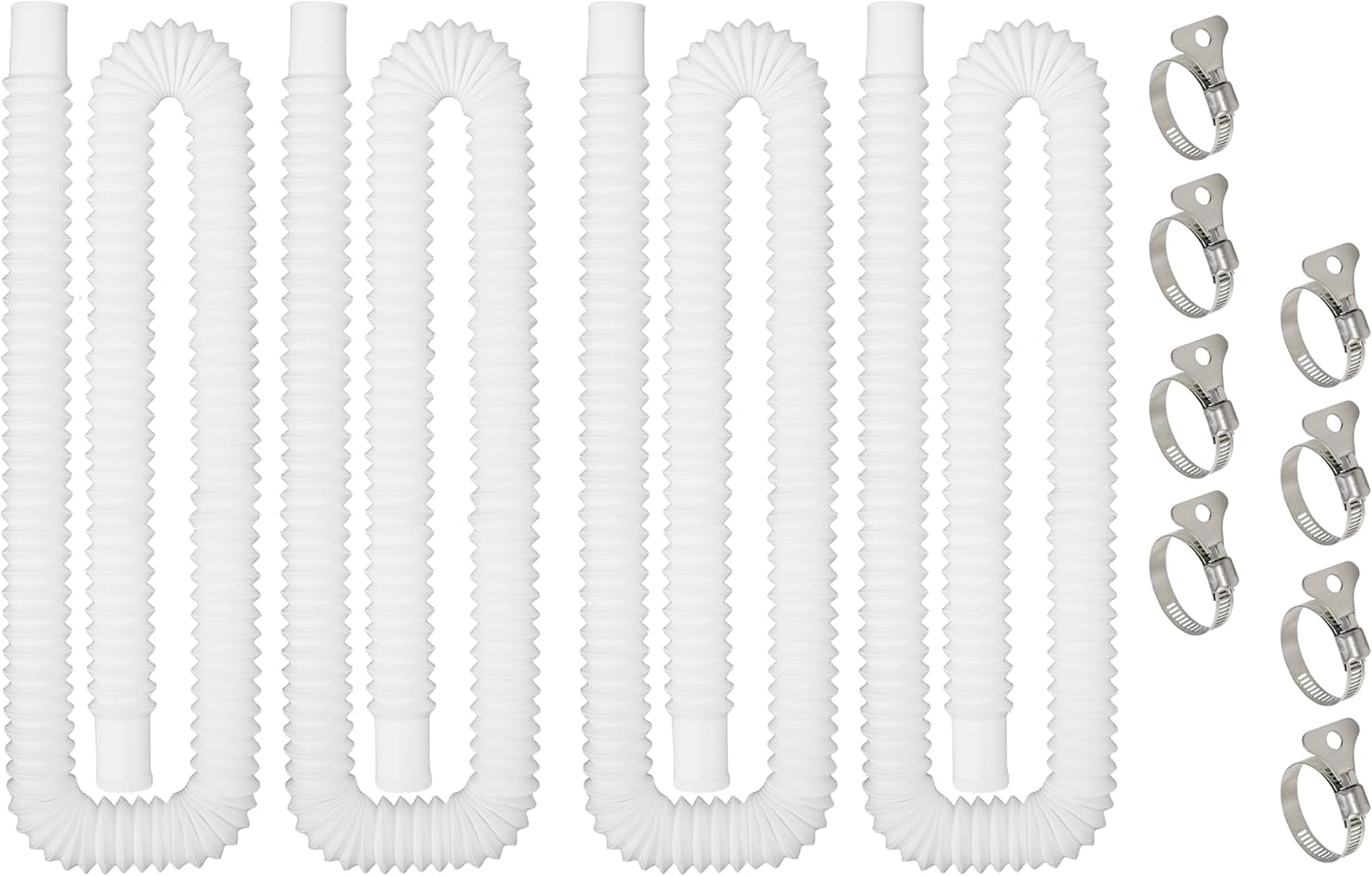 Pool Hoses for Above Ground Pools, 4 Pack 1.25 Inch Pool Filter Pump Hoses, Compatible with Pool Filter Pump 607, 637 With 8 Metal Clamps