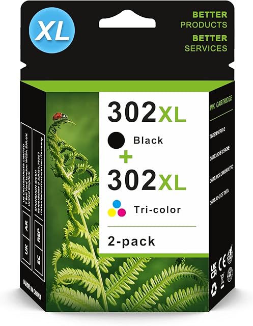 AIMINIE 302 Ink Cartridges Black and Color, Replacement for HP 302 XL Ink Cartridge Combo Pack with HP Envy 4527 4520 4524 5030 DeskJet 3760 3630 3637 2130 3634 OfficeJet 3832 4650 3831 3835 Printer