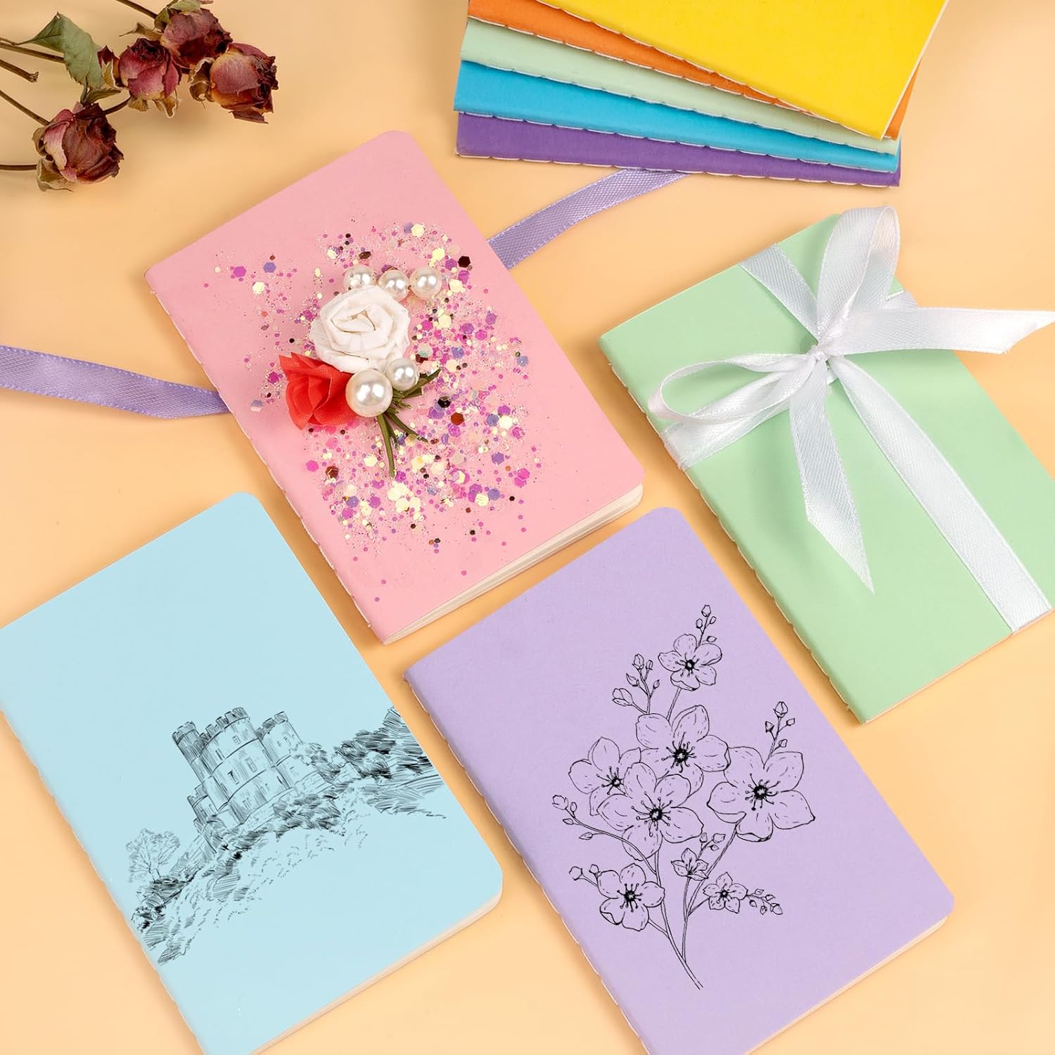 Dynta 60 Packs Pocket Notebook 2.5" x 4" Mini Notebooks Bulk Thread Stitching Small Notebook Portable Cute Tiny Lined Notepad for Gift, Journal, Traveling (12 Colorful Covers, 30 Sheets/60 Pages) - Image 7