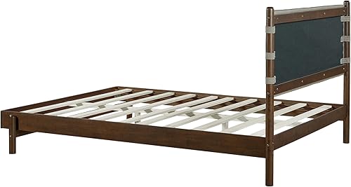 Miniatura 21 de Bastidores de cama de plataforma de madera de goma de alta calidad, marco de cama tamaño Queen con cabecero incluido, camas modernas de mediados de