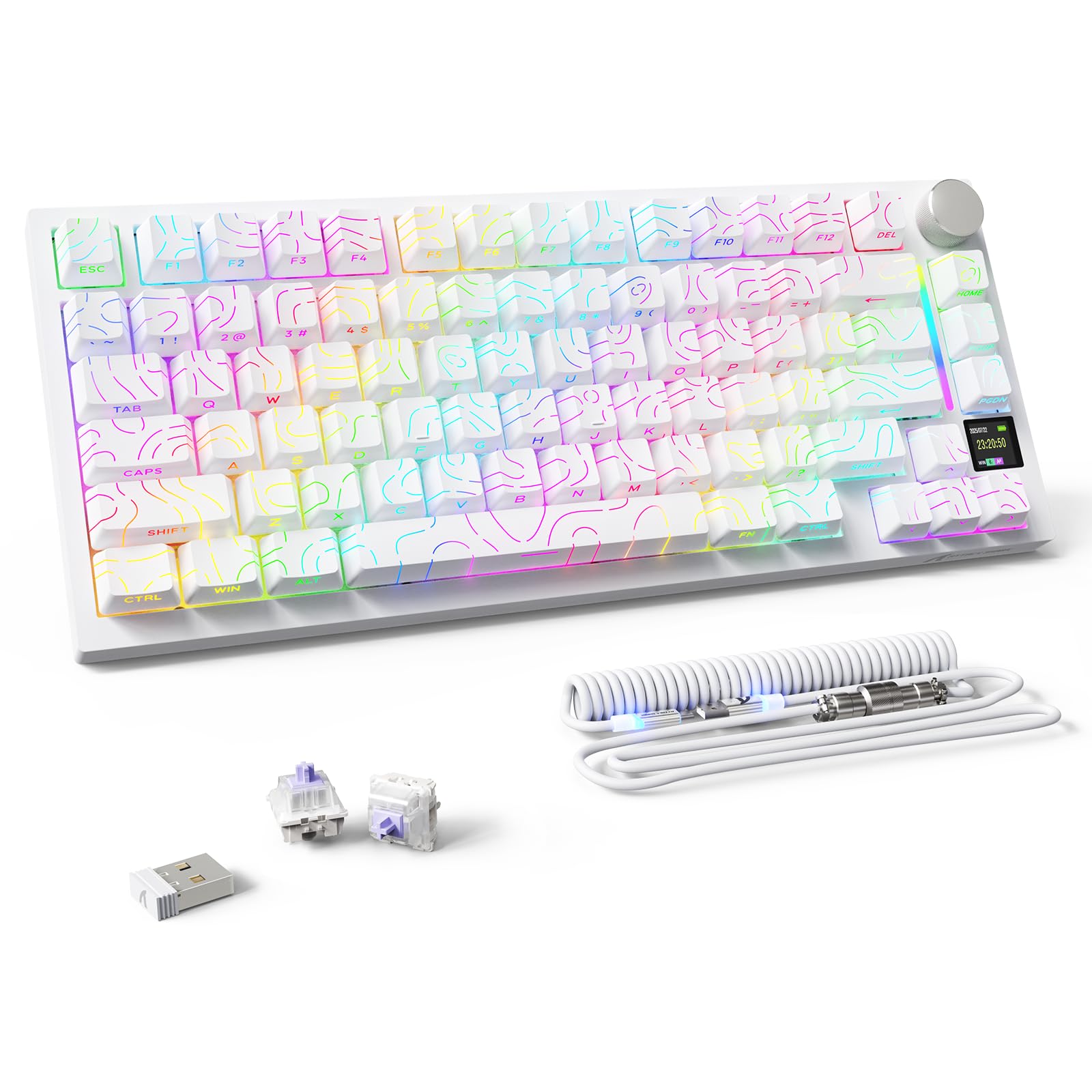 ATTACK SHARK X820 Ultra Wireless Mechanical Keyboard with TFT Smart Display&Knob,75% Bluetooth/2.4GHz/USB-C Wired Gaming Keyboard,Gasket-Mounted