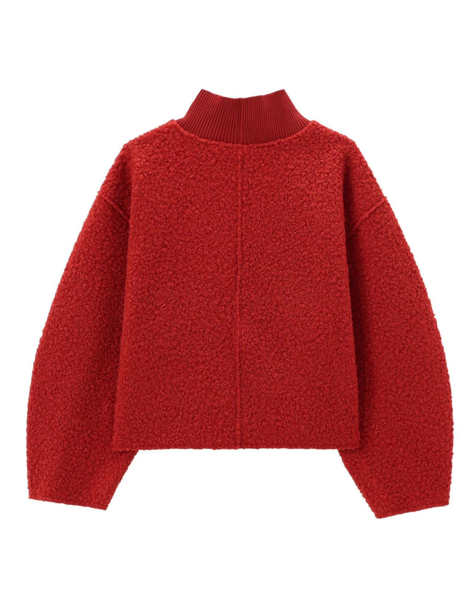 Damskie bluzy polarowe na co dzień z golfem z odwróconym szwem, krótkie bluzki, jesienno-zimowy, rozmyty płaszcz(Red,M)