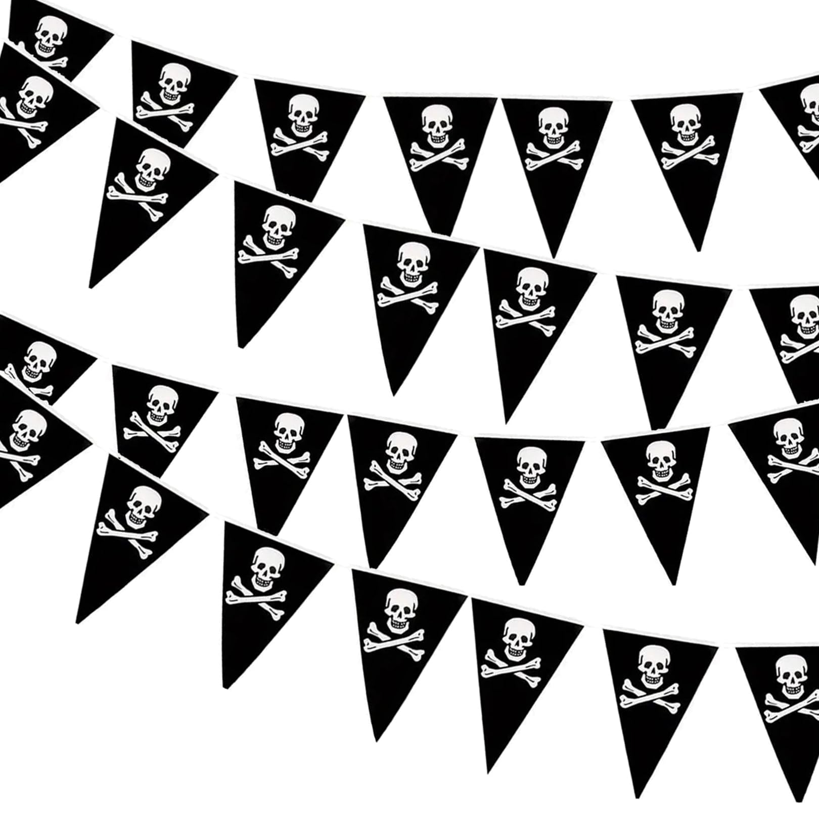 10M/31Ft Pirate Skull Crossbones Pennant Black Pirate Bunting Banner Triangle Flags Pirate Party Decorations for PirateTheme Party Decoration Photo Props Halloween Indoor Outdoor Decor
