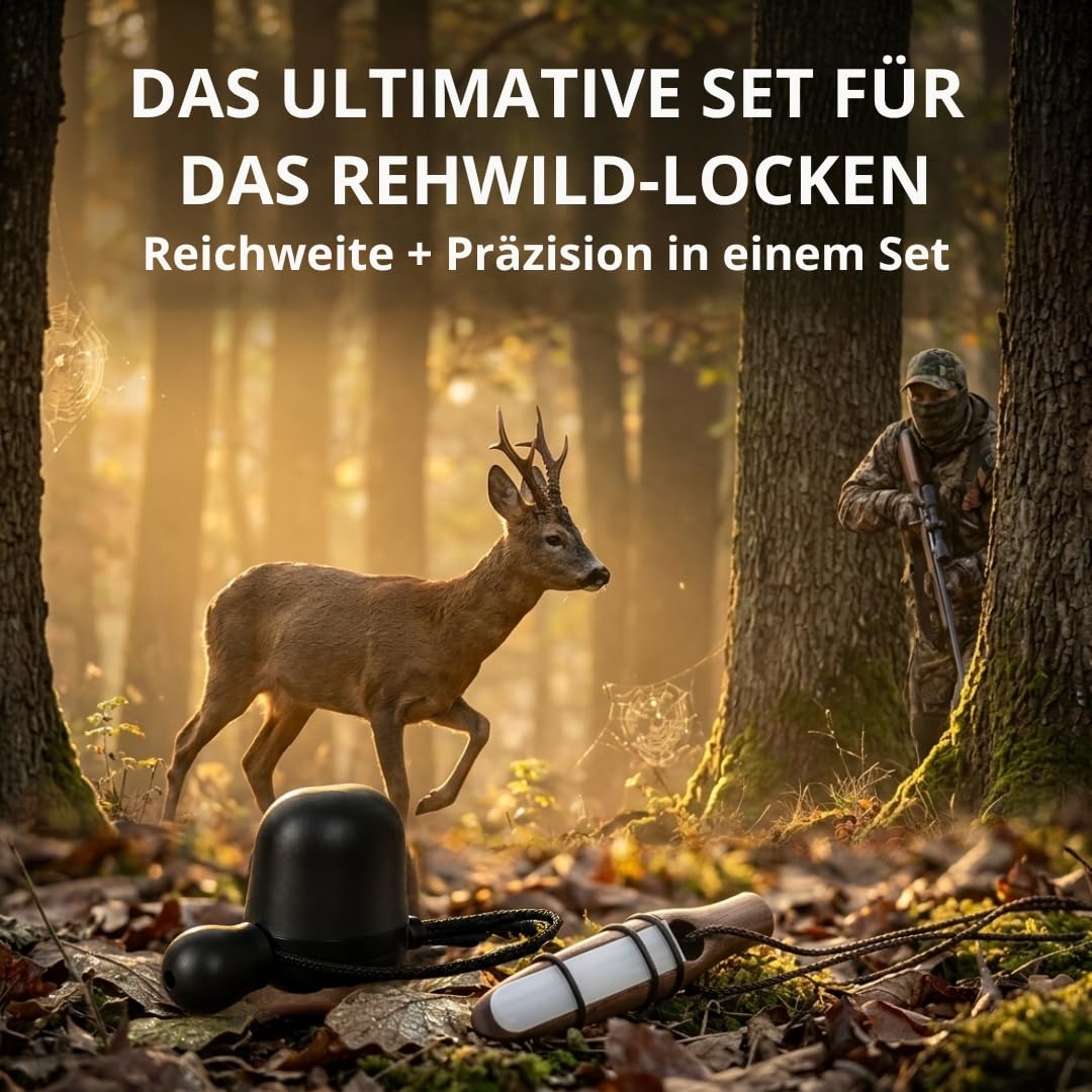 Rehblatter Set Komplett – Buttolo Rehblatter + Blatter für Rehwild zur realistischen Imitation der Ricke in der Brunft | 2 Lockrufe für Rehwild zur Jagd und Rehbeobachtung mit Band und Anleitung.