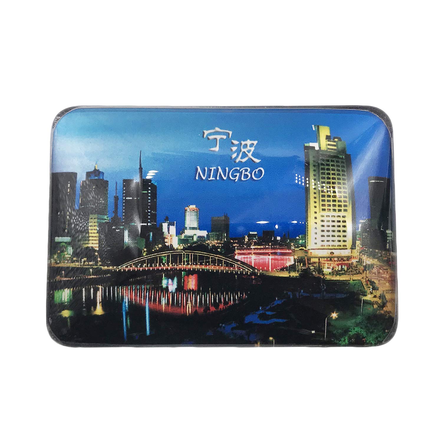 Magnete Frigorifero 3D Ningbo Cina – Souvenir Di Viaggio In Cristallo Con Lavagna Magnetica – Regalo Originale E Decorazione Casa
