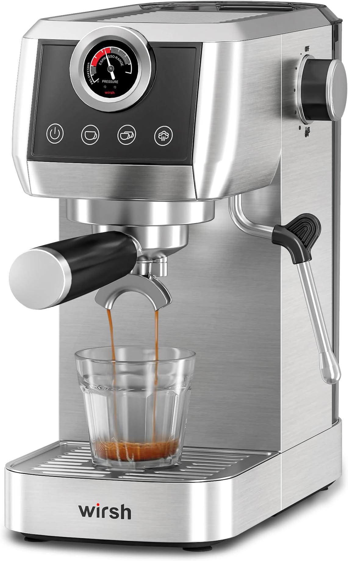Espresso Machine, 20 Bar Semi-Automatic Espresso Maker with Pressure Gauge, Steam Wand, Stainless Steel Expresso Coffee Machine for Espresso/Latte/Cappuccino, Touch Screen,Home Barista Plus