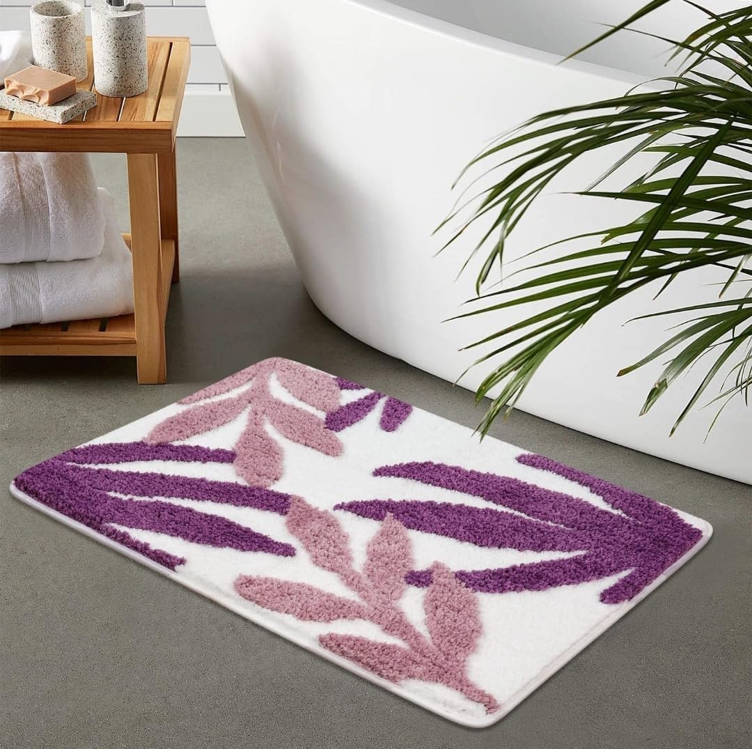 RJS Glorious Door mats for Home Entrance Living Room | Anti Skid Bathmats for Bathroom Entrance| Stylish Bath Rug for Multipurpose use (20 x 32, Purple)
