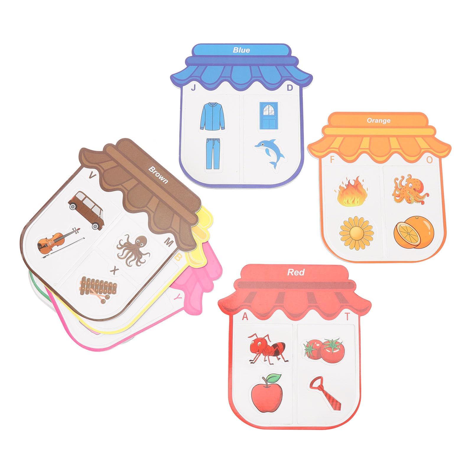 BTSEURY Fridge Magnetic Stickers, 11Pcs Color Recognition Magnetic Sorting Set 11 Jar Frames 44 Patterns Magnetic Color Sorting Set Fridge Magnets for Toddlers Kids