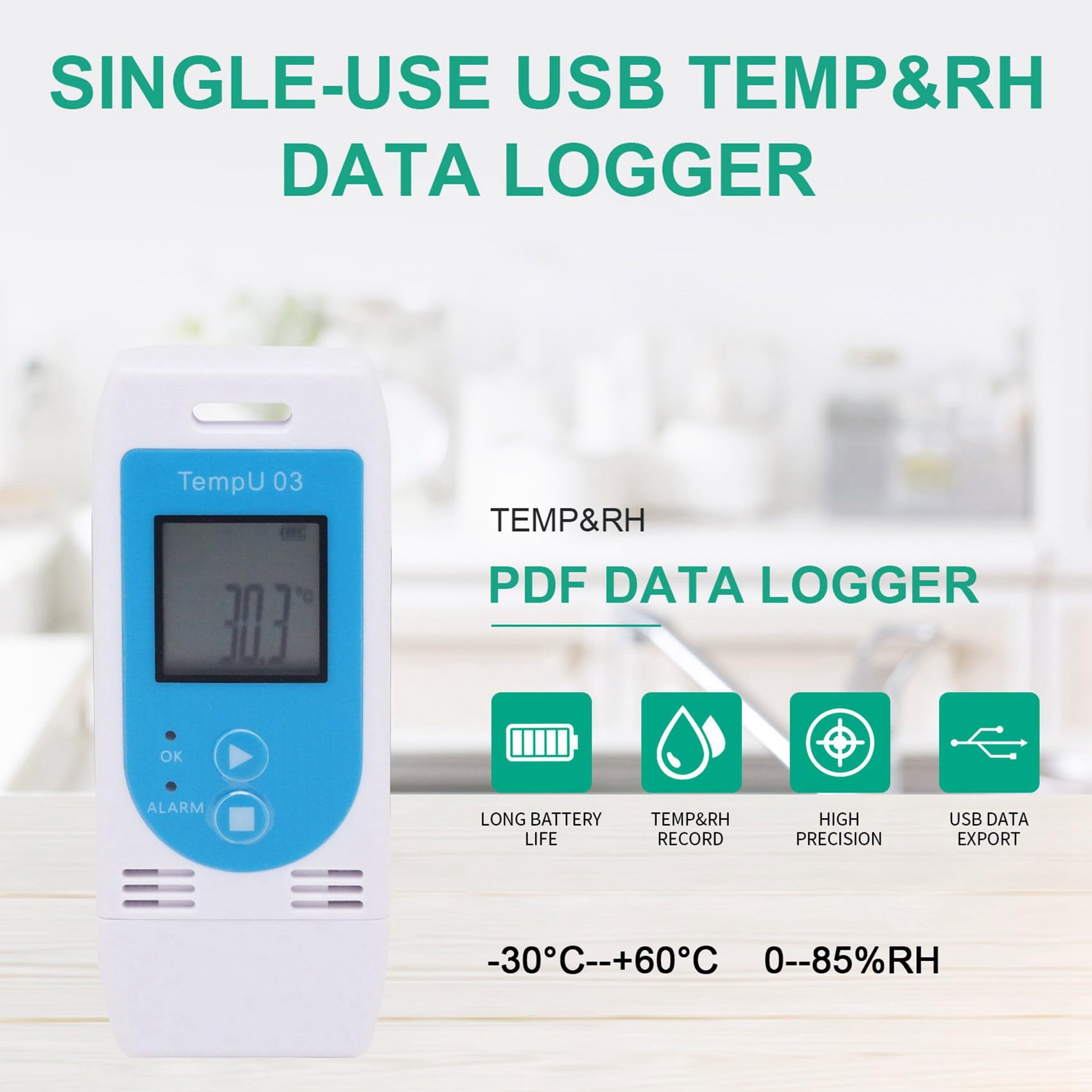 6X TempU 03 Registrador de Datos de Temperatura y Humedad USB Reutilizable TEMP Registrador de Datos Medidor de Registro de Humedad