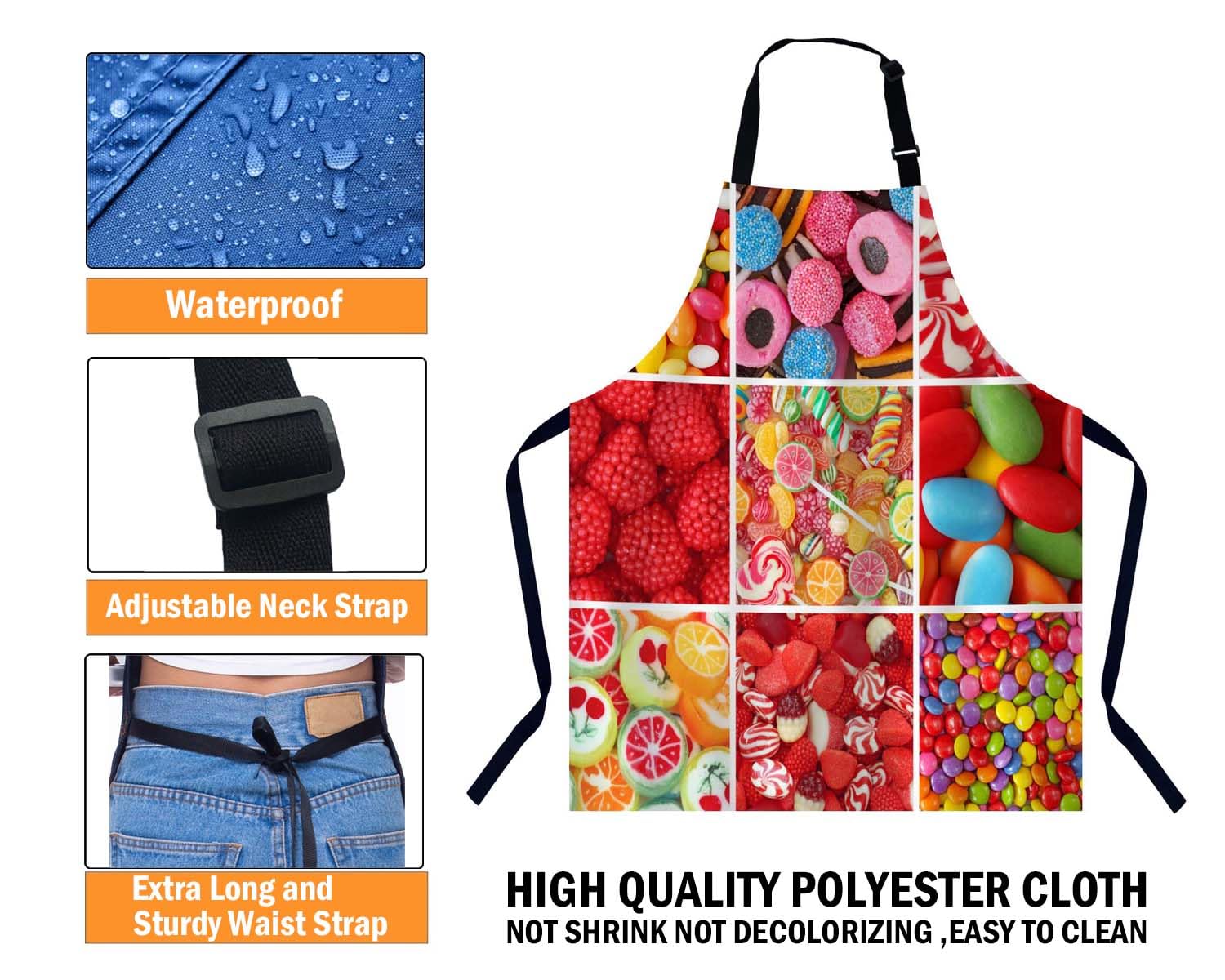BGBDEIA Different Sweets Apron for Women Men Adjustable Apron Cooking Kitchen Chef Apron for Home Kitchen Baking Gardening BBQ - Image 4