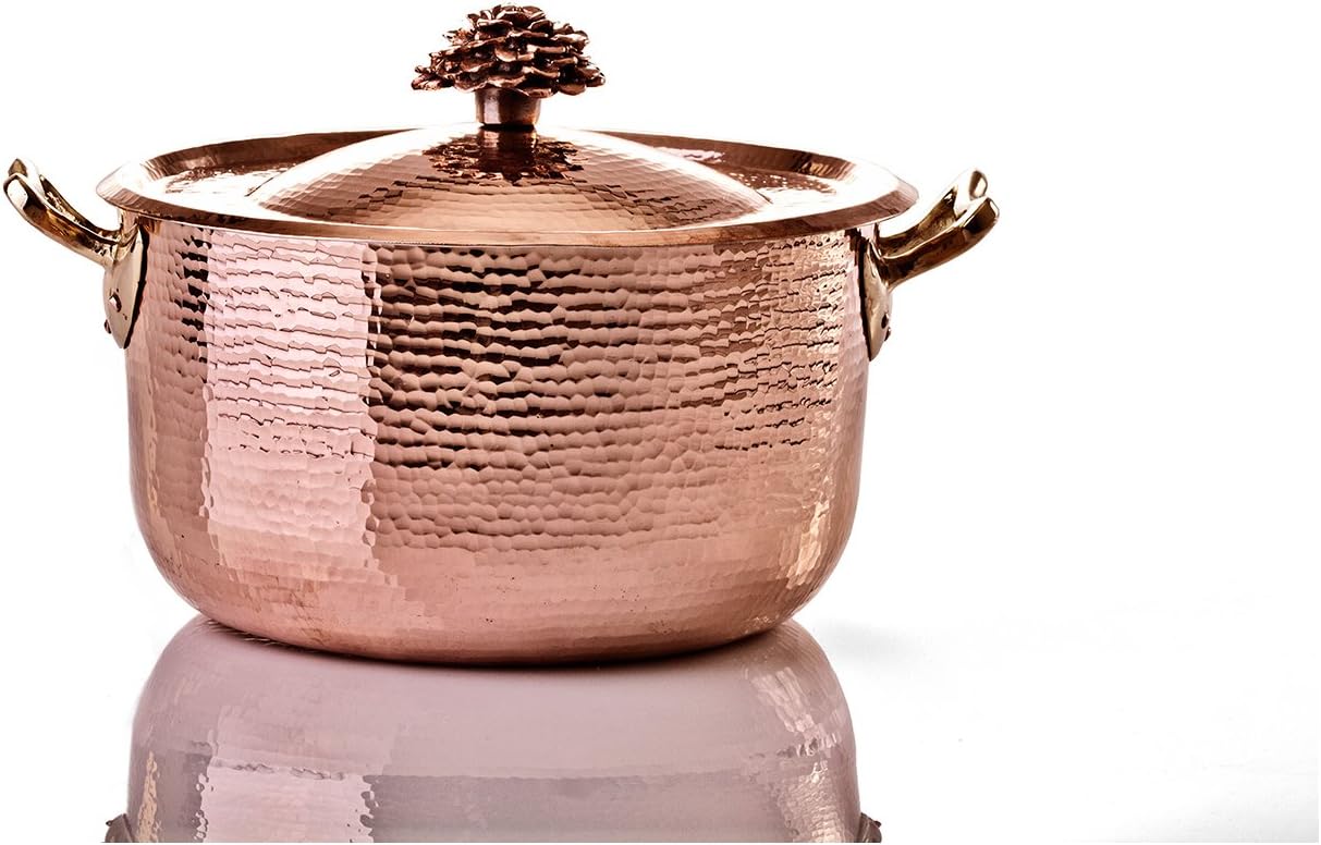 Amoretti Bros Copper 15.3 qt Dutch Oven w/Flower Lid
